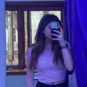 Brandy melville Pink and white crop top